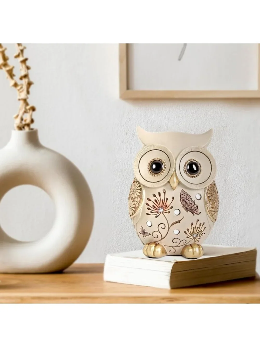 Charming Owl Statue for Home Decor - Boho Accents, Vintage Figurine for Bird